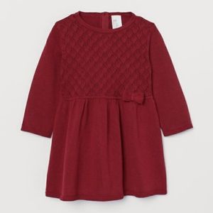 NEW H&M fine knit cotton red dress holiday